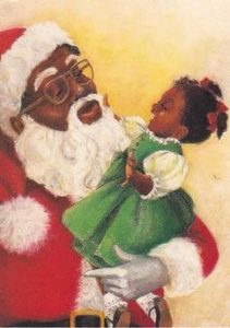 Little girl with Santa Claus